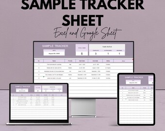 Sample Tracker Sheet - Task Management Template, Track Progress and Deadlines, Excel & Google Sheets, Printable Task Tracker