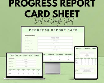 50% Off - Progress Report Card Sheet for Google Sheets | Student Grade Tracker | Quarterly Report Template | Academic Progress Overview