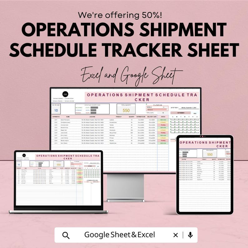 Operations Shipment Schedule Tracker Sheet | Excel & Google Sheet ...