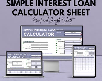 Simple Interest Loan Calculator Sheet | Excel and Google Sheet | Financial Planning Template | Budget & Loan Management | Easy-to-Use