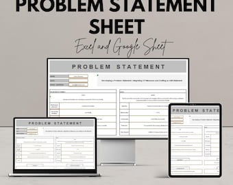 Problem Statement Sheet Template | Google Sheets | Project Planning & Analysis Tool | Editable Download | Business and Academic Use