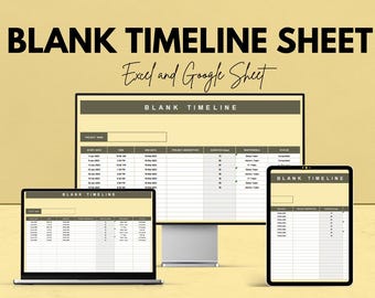 Blanco tijdlijnblad: sjabloon voor projectplanning | Excel en Google-spreadsheet | Datums, mijlpalen en taken bijhouden | Afdrukbare projecttracker