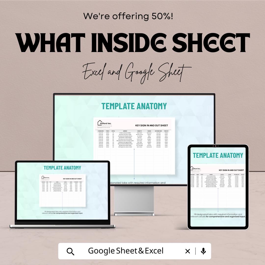 Key Sign in and Out Sheet – Excel and Google Sheet Template | Track Key ...