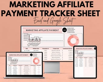 Marketing Affiliate Payment Tracker Sheet | Excel and Google Sheet | Track Affiliate Payments, Commissions, & Earnings | Digital Template