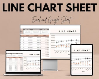 Blad met dynamische lijndiagrammen - Google Spreadsheet | Visuele data-inzichten | Trendanalyse, financiële grafieksjabloon, verkoopgrafiek, winsttracker