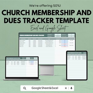 Church Membership and Dues Tracker Template | Tithes and Offerings Tracker | Church Finance Spreadsheet | Membership Database