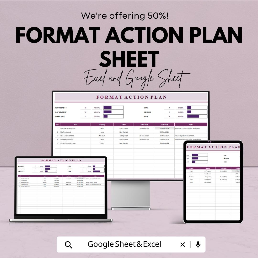 Format Action Plan Sheet - Google Sheets Template for Personal ...