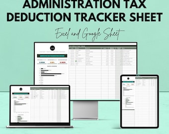 50% OFF - Administration Tax Deduction Tracker Sheet - Excel & Google Sheets | Manage Tax Deductions and Expenses | Tax Filing Template |