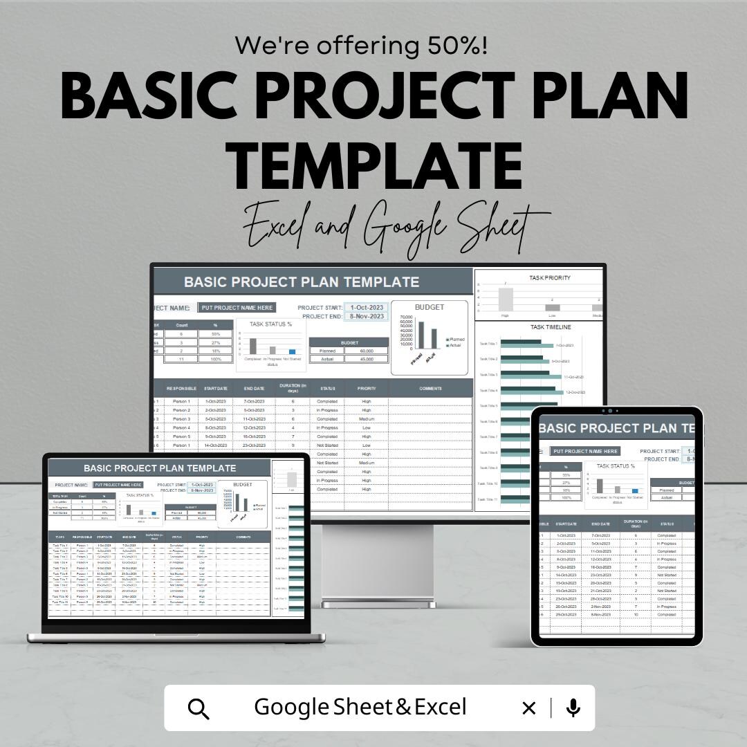 Basic Project Plan Template | Project Management Spreadsheet | Google ...