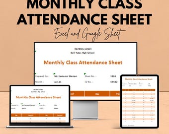 Maandelijks presentielijst klas: Excel- en Google-spreadsheetsjabloon voor school, docenten, aanwezigheidsregistratie