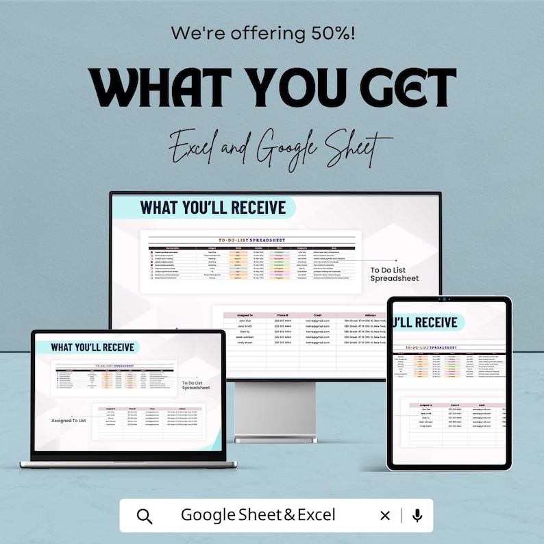 To Do List Spreadsheet Template | Daily Task Planner | Productivity ...