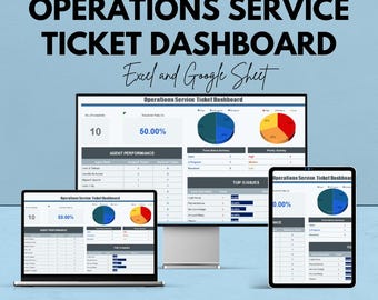 Operations Service Ticket Dashboard | Excel & Google Sheets | Helpdesk Tracker | Performance Metrics Sheet | Issue Resolution Log
