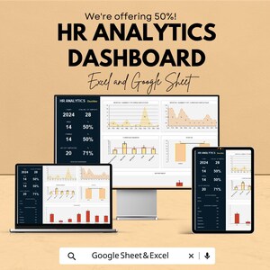 HR Analytics Dashboard - Excel & Google Sheet Template | Employee Management | HR Data Analytics Tool | HR Dashboard for Workforce Insights