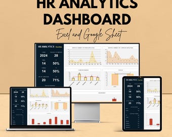 HR-analysedashboard: Excel- en Google-spreadsheetsjabloon | Personeelsmanagement | Tool voor HR-gegevensanalyse | HR-dashboard voor personeelsinzichten