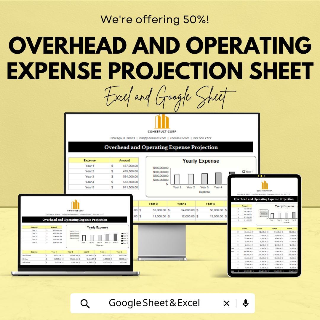 Overhead and Operating Expense Projection Sheet - Google Sheets ...