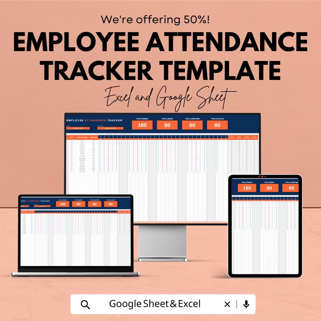 Employee Attendance Tracker Template Staff Attendance Log, HR ...