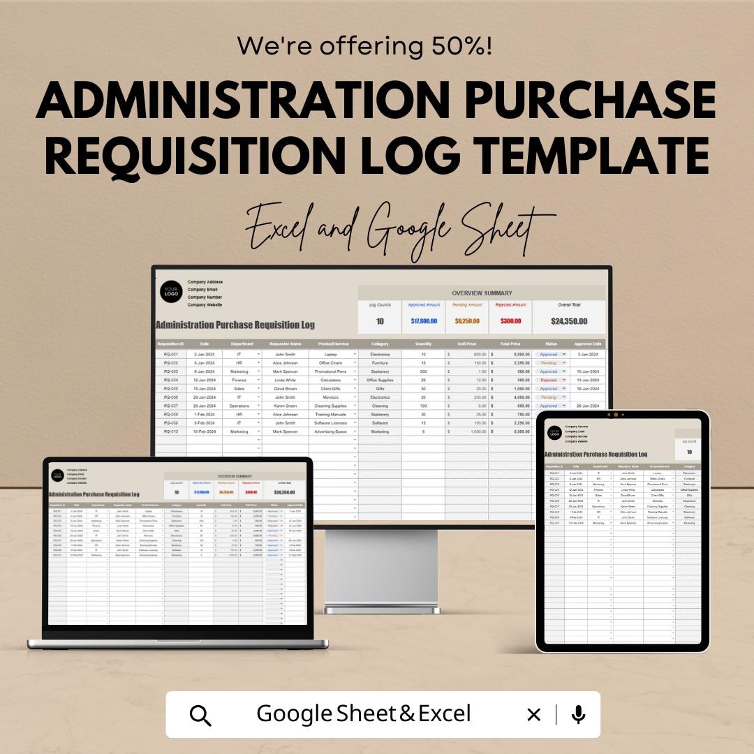 Administration Purchase Requisition Log Template, Purchase Request ...