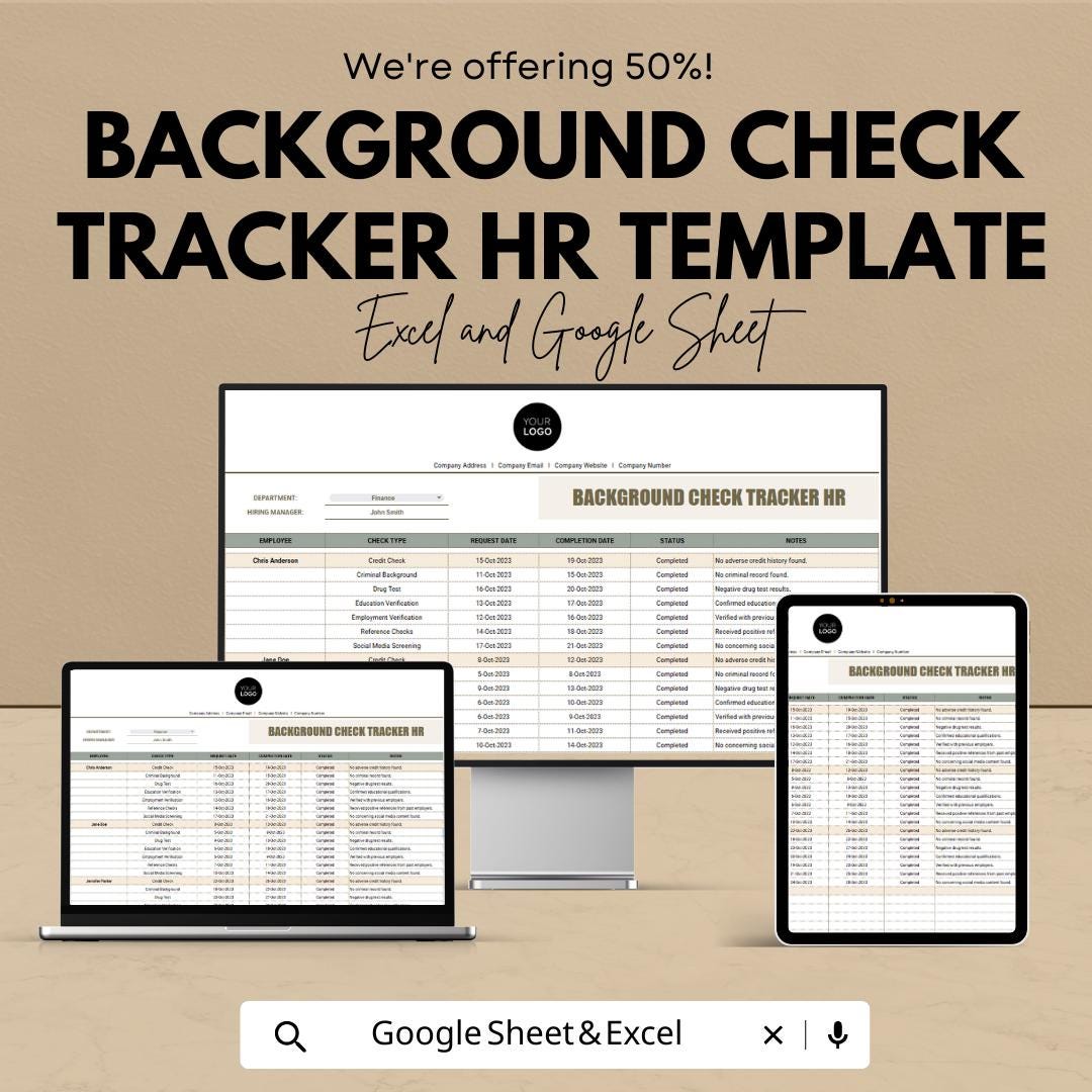 Background Check Tracker HR Template | Employee Screening Log | Hiring ...