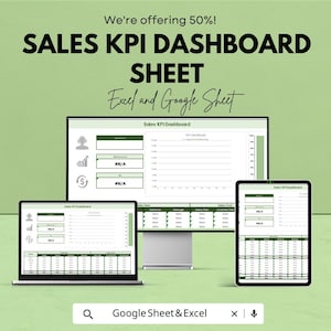 Sales KPI Dashboard Template | Track Performance, Sales Data, and Key Metrics | Excel & Google Sheet | Business Growth Tracker