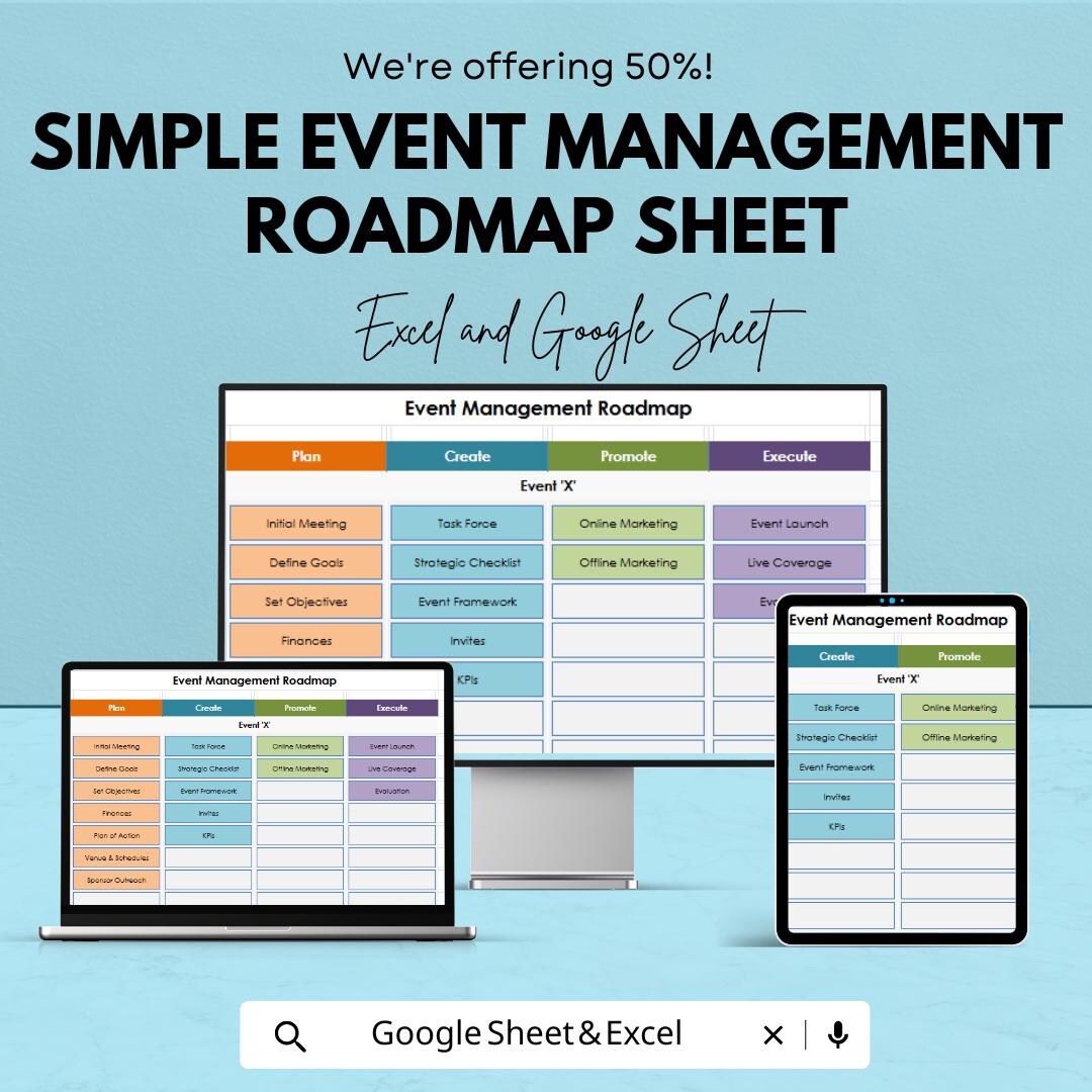 Simple Event Management Roadmap Sheet | Excel and Google Sheets ...
