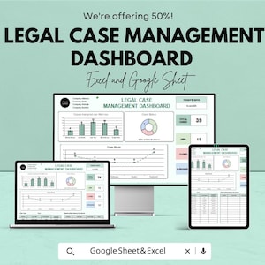 Legal Case Management Dashboard Sheet | Google Sheets Template for Case Tracking | Legal Case Overview | Task & Deadline Management