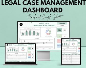 Rechtsfall-Managemen-Dashboard-Blatt | Google Sheets Vorlage für Case Tracking | Rechtliche Hüllenübersicht | Aufgaben- und Terminverfolgung