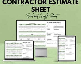 Contractor Estimate Template for Construction Projects | Excel & Google Sheets | 50% OFF