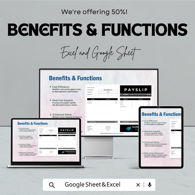 Payslip Payroll Sheet Template – Customizable Excel & Google Sheets for ...