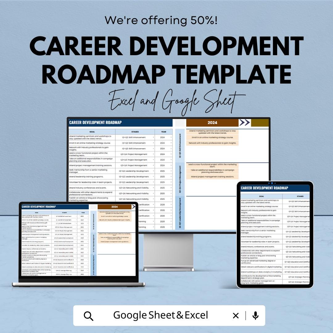 Career Development Roadmap Template Excel & Google Sheets | Career ...
