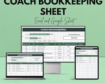 Modelo de Contabilidade para Coaches - Planilha Google e Excel | Rastreador Financeiro para Coaches | Planilha de Despesas e Receitas para Negócios de Coaching | 50% DE DESCONTO
