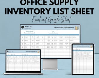 Office Supply Inventory List - Excel & Google Sheet - Track Supplies, Manage Office Inventory, Budget Template, Business Organization Tool