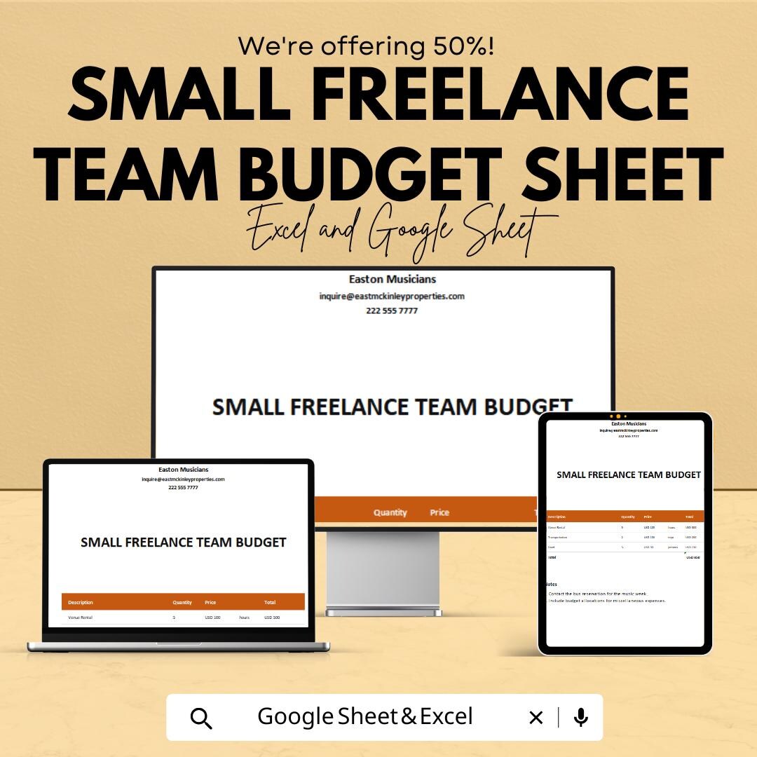 Small Freelance Team Budget Sheet - Excel and Google Sheets Template ...