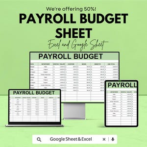 Payroll Budget Sheet – Excel & Google Sheets Template for Employee Salaries, Overtime, Bonuses, Benefits, and Subtotal Calculations