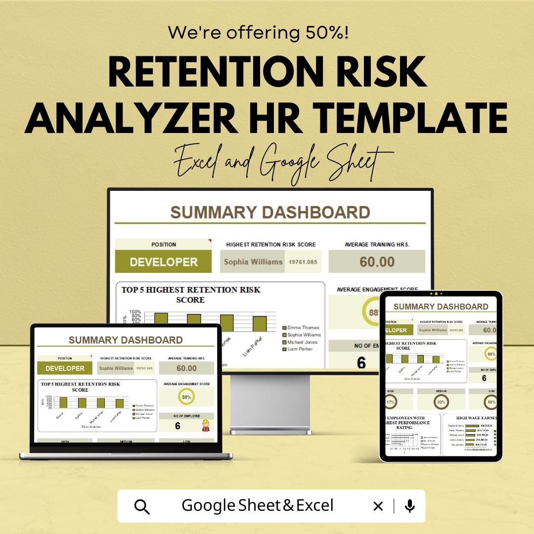 Retention Risk Analyzer HR Template | Employee Retention Dashboard for ...