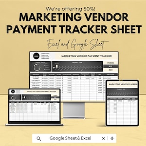 Marketing Vendor Payment Tracker | Google Sheets and Excel Template | Event Vendor Budget & Invoice Organizer