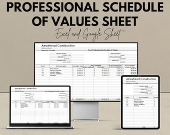 Liste des valeurs professionnelles | Modèle de suivi des paiements de construction | Feuilles de calcul Google et Excel | Modèle de gestion de projet |