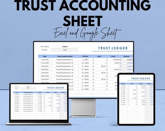 Trust Accounting Sheet | Excel and Google Sheet Template | Trust Ledger for Law Firms, Clients, Finance, Compliance & Transparency