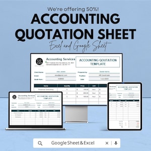Accounting Quotation Template | Google Sheets & Excel | Business Estimate Form | Client Pricing Sheet | Editable Service Quote
