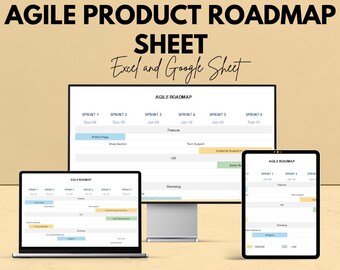 flexible Produkt-Road Map - Excel & Google Sheet | Sprint Planung | Produktentwicklung-Tracker | Aufgabenpriorisierungs-Tool