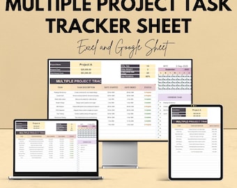 Multiple Project Task Tracker Sheet - Excel and Google Sheets Template | Manage Multiple Projects & Tasks | 2024 Project Tracker