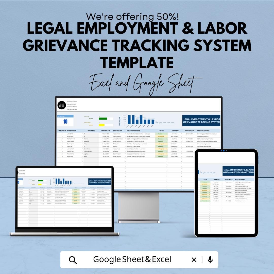 Litigation Log Example Legal Grievance Tracker Template, Employee Complaint Log, HR Case ...