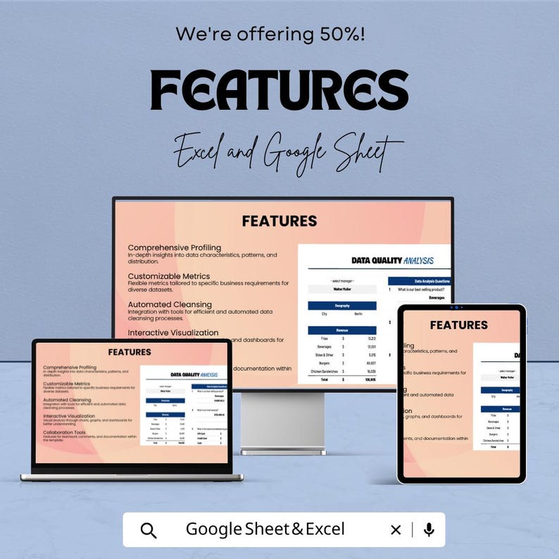 Mall för datakvalitetsanalys | Kalkylblad för dataanalys | Instrumentpanel för datakvalitet | Excel och Google Sheets bild 3