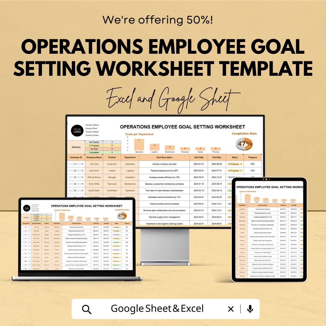 Employee Goal Setting Template, Operations Goal Tracker, Performance ...