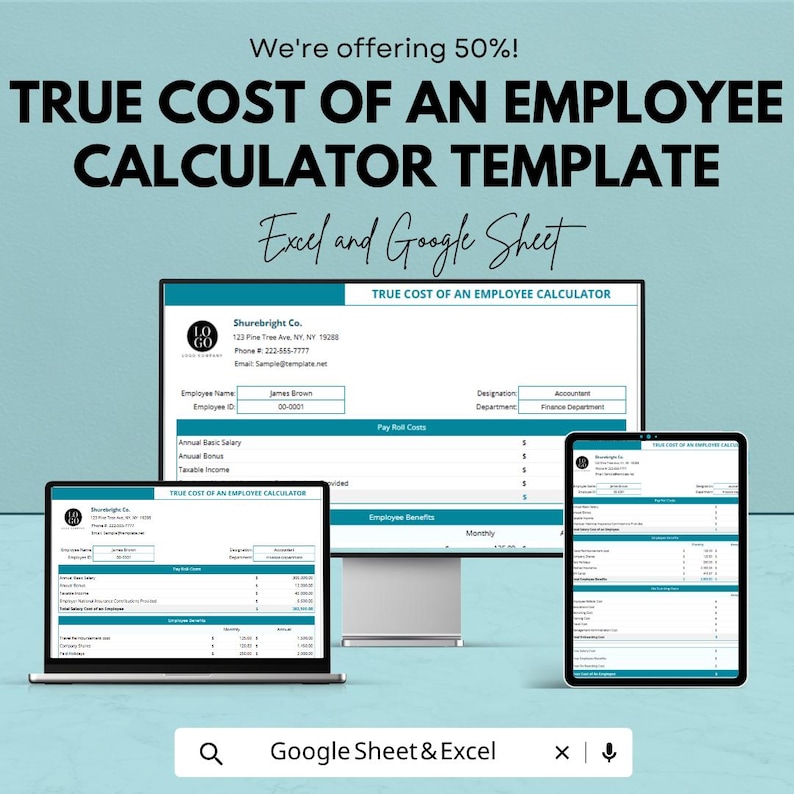 True Cost of an Employee Calculator Template | Excel Payroll Cost ...