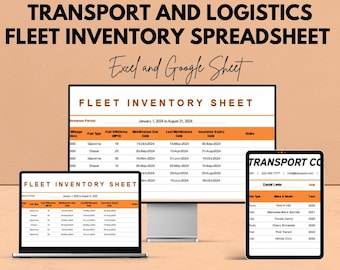 Fleet Inventory Template | Transport and Logistics Vehicle Tracker | Google Sheet & Excel Fleet Management Spreadsheet | Maintenance Log