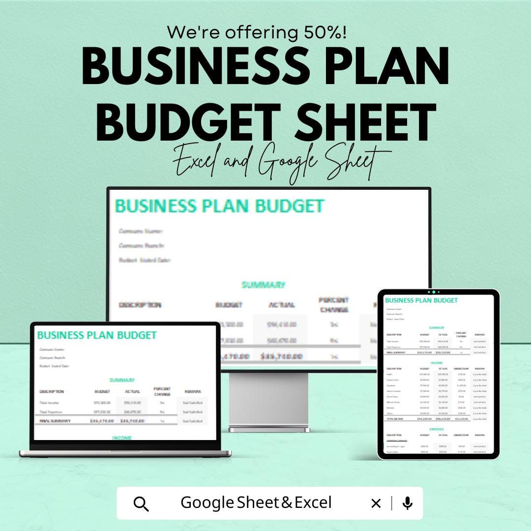 Business Plan Template | Excel & Google Sheets | Comprehensive Business ...