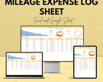 Mileage Expense Log Sheet – Track and Calculate Business/Personal Mileage | Excel & Google Sheet Template