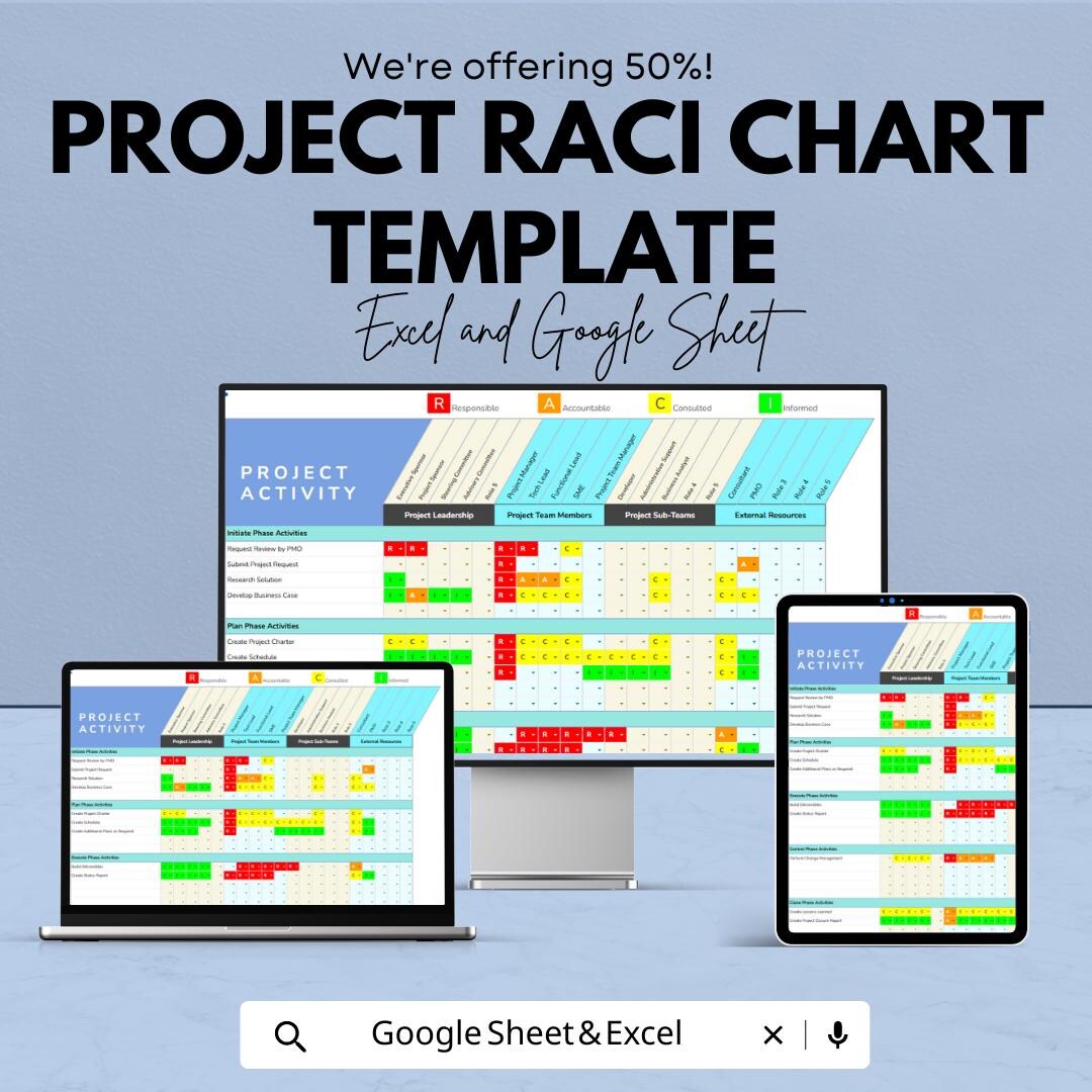 Project Raci Chart Subtasks Examples Project RACI Chart Template | Responsibility Matrix | Project ...