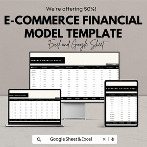 E-commerce Financial Model Template | Online Store Profit and Expense Tracker | Financial Projection Spreadsheet
