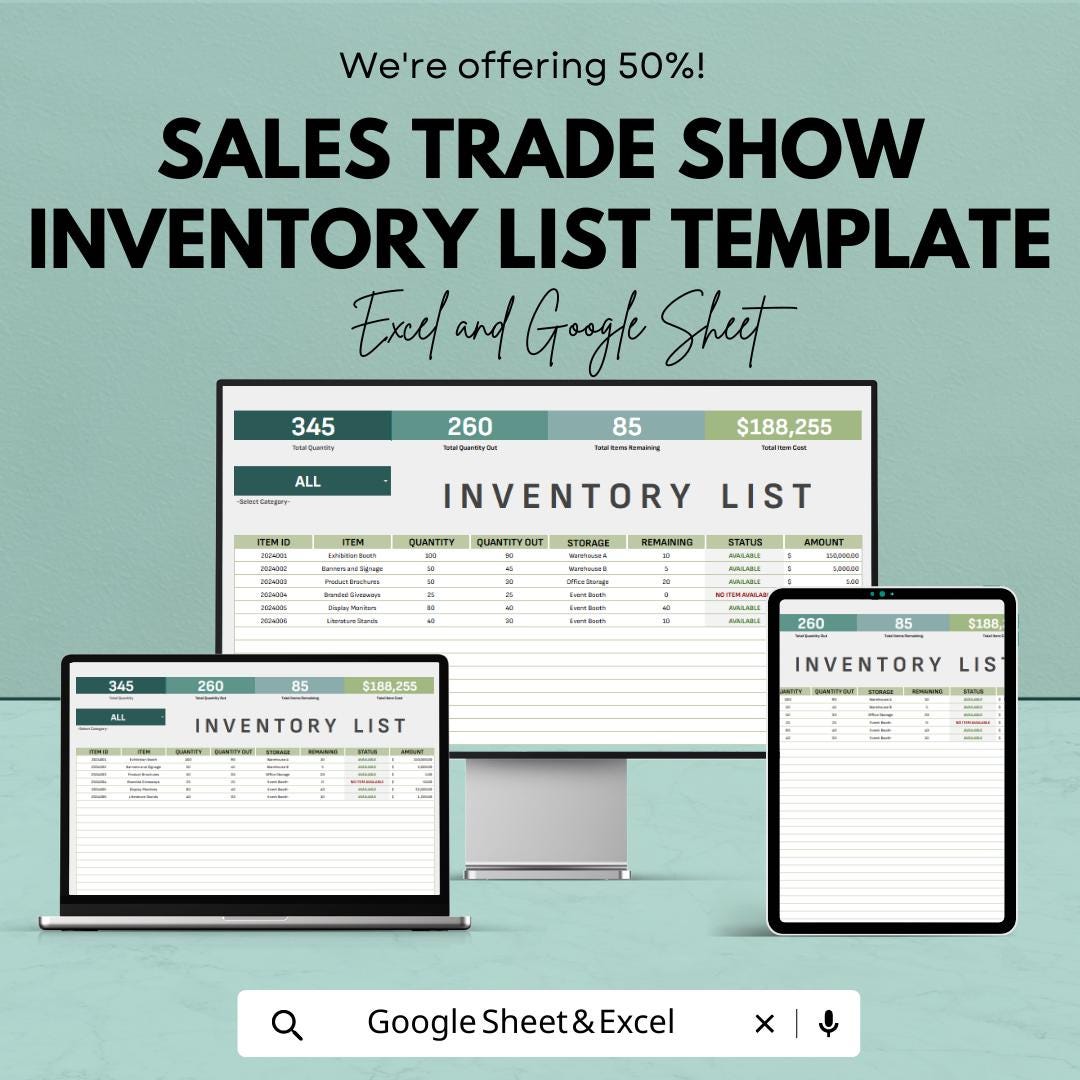 Sales Trade Show Inventory List Template | Event Inventory Tracker ...